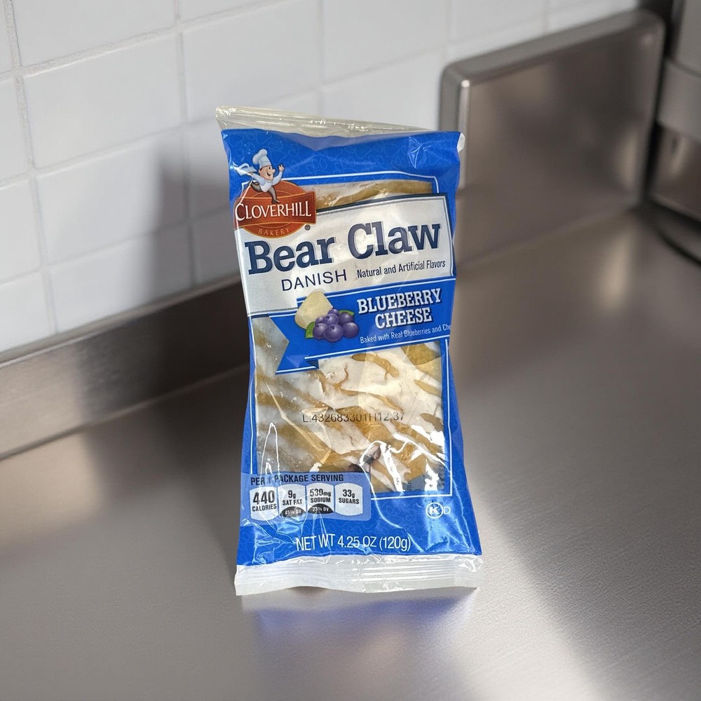 Cloverhill Bear Claws, Blueberry Cheese, Individually Packaged, Case