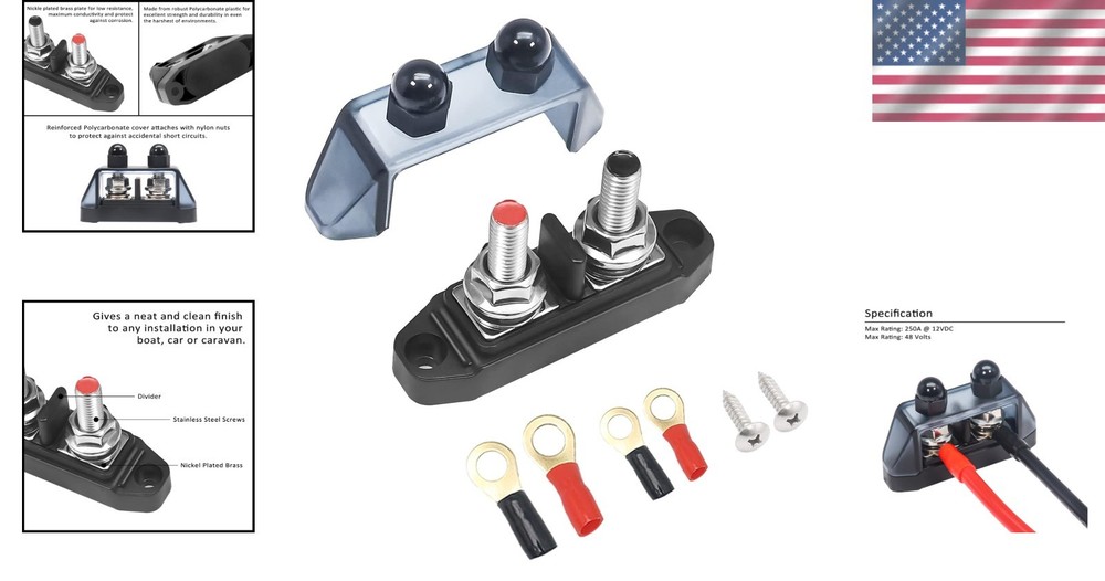 Positive Negative Power Distribution Block 5/16" Studs