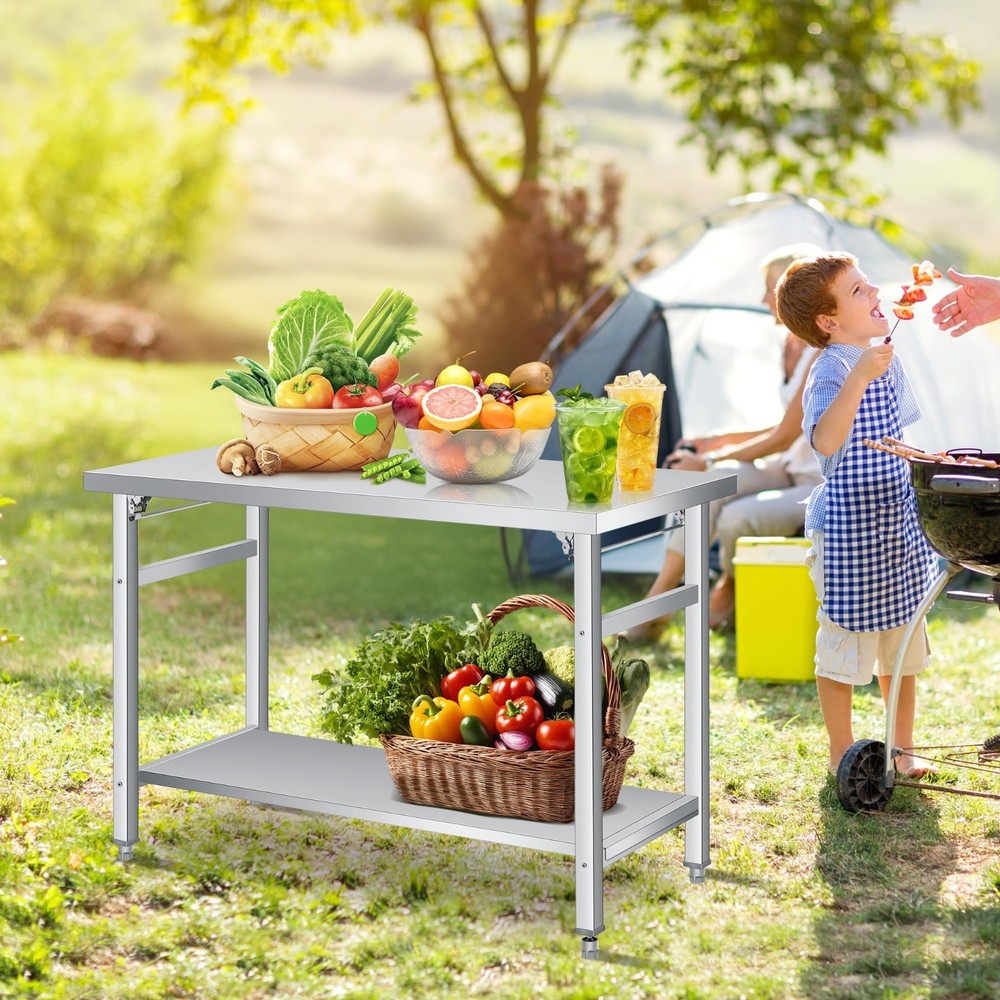 36" x 24" Stainless Steel Folding Table Foldable Prep Table Worktable Kitchen