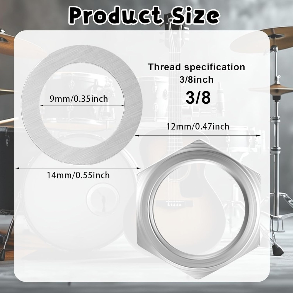 10 Pcs Guitar Input Output Jack Socket Nut and Washer, US Thread 3/8" Guitar ...