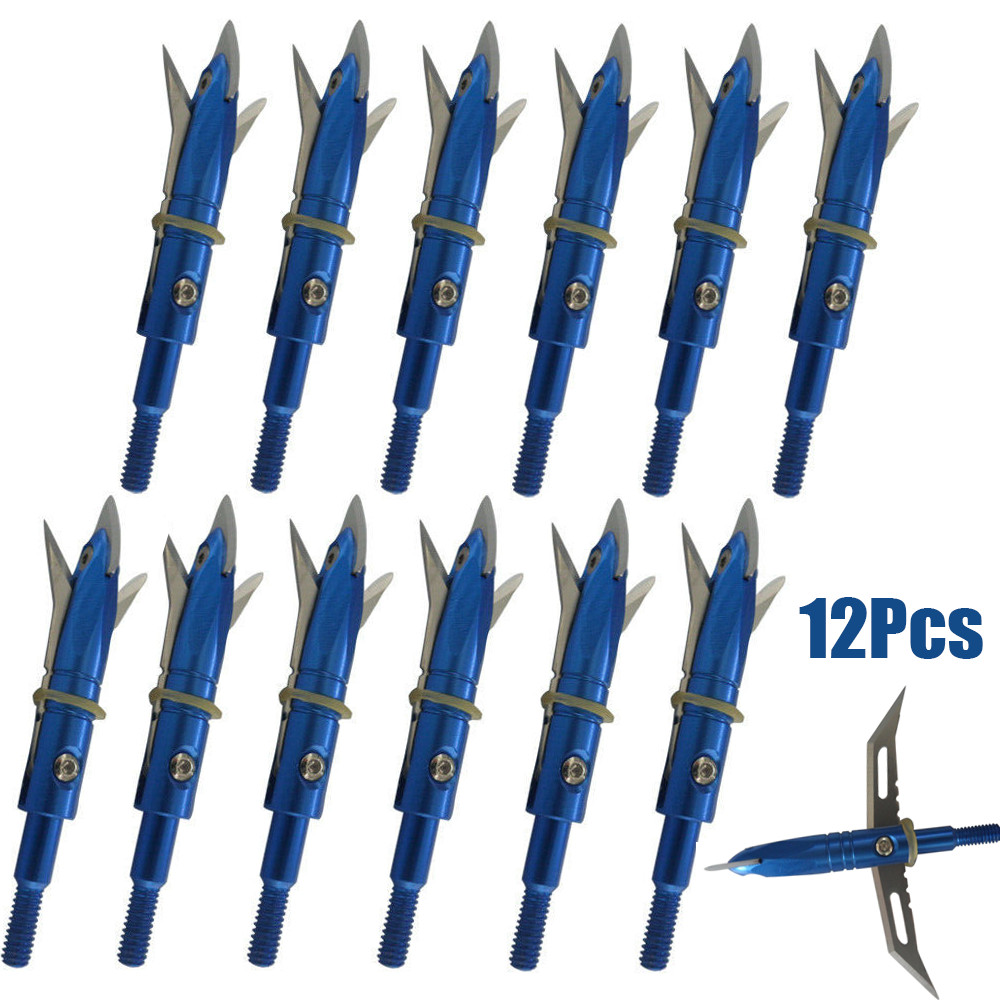 12Pcs 100 Grain 2 Blade Archery Crossbow Broadheads Compound Bow Arrowheads Tips