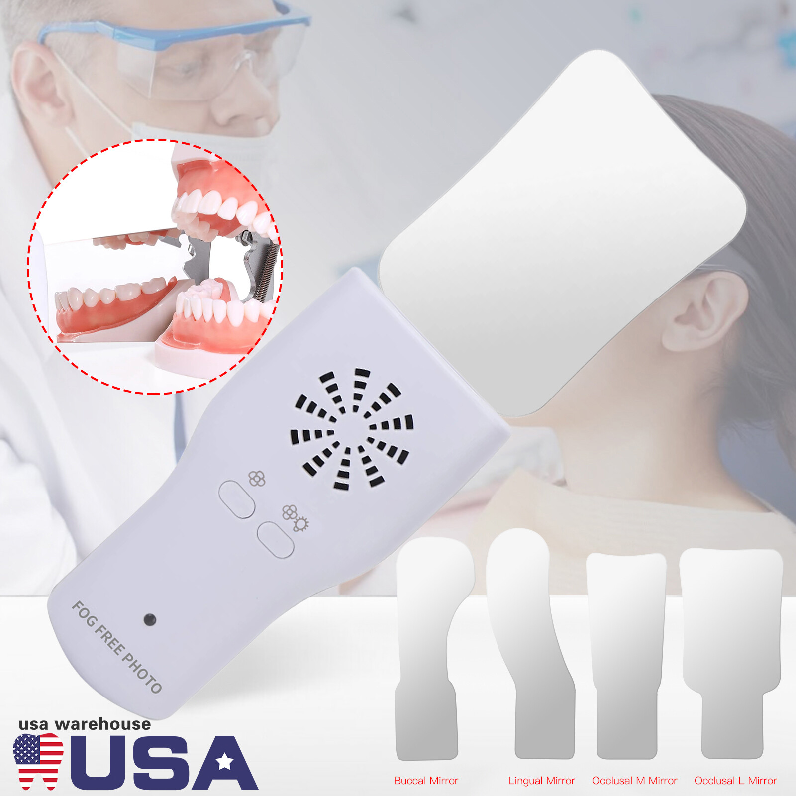 Dental Occlusal Mirror Fog Free LED Intra Oral Photo System Reflector 4*Mirror