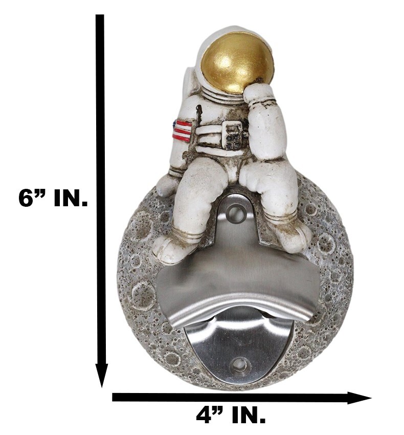 American USA Astronaut in Space Suit Landing On Moon Wall Bottle Opener