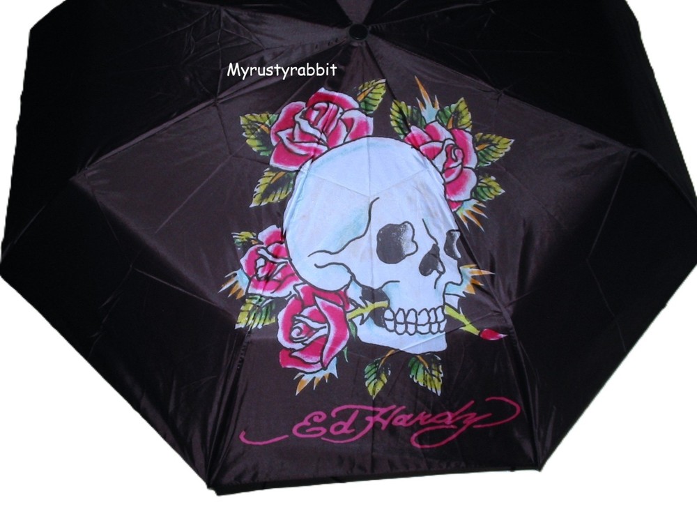 Ed Hardy Compact Umbrella Auto Open / Rubberized Handle - U Choose Design