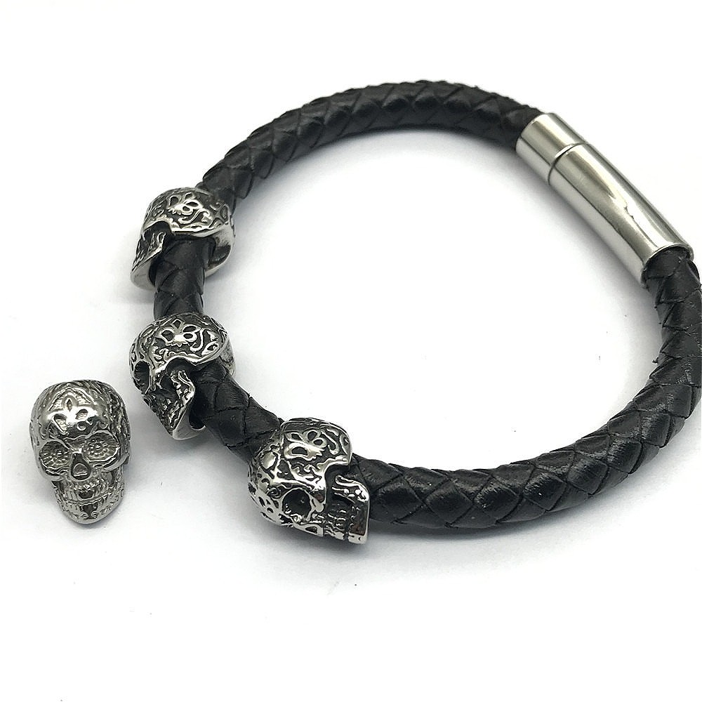 10 Pcs Stainless Steel Skull Lanyard Bead Knife Paracord Bracelet Necklace Beads
