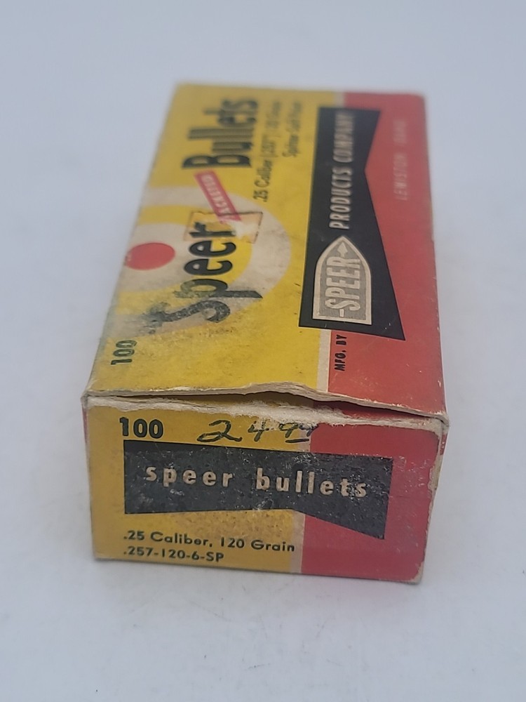 Vintage Speer .25 Cal 120gr Bullet Box EMPTY Reloading Packaging