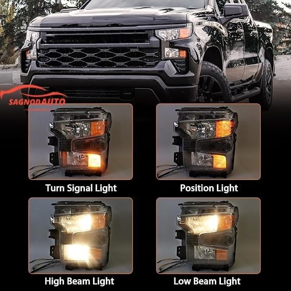 Halogen Headlight Compatible with Chevy Silverado 1500 2022 Left Driver Side