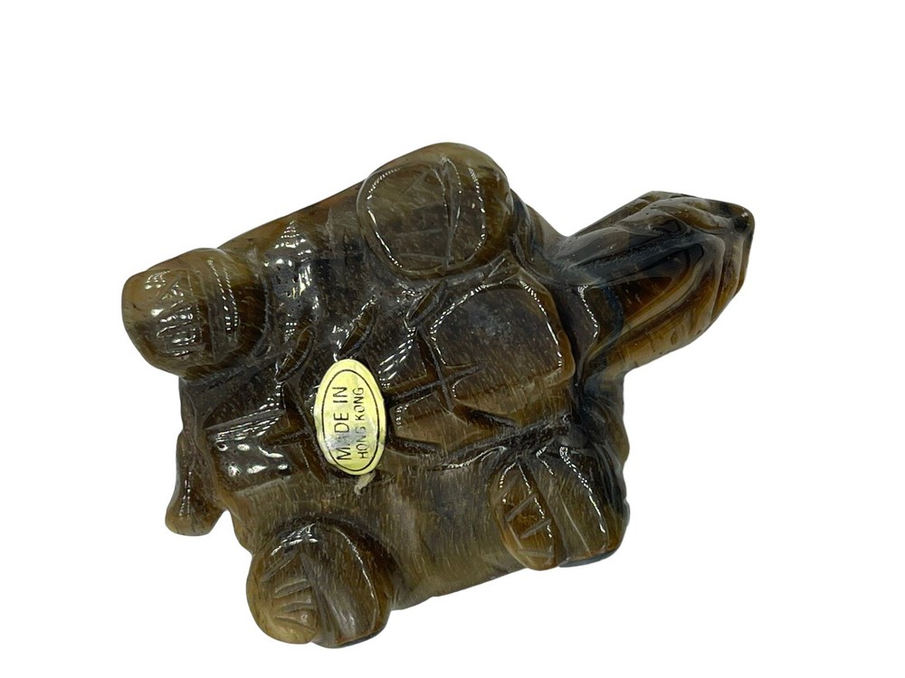 Stone Turtle Figurine Tortoise Shell Miniature Brown Abstract Art