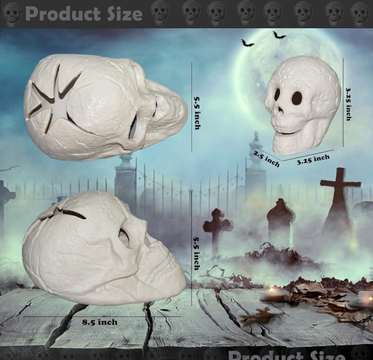 Fire Pit Skulls,Reusable Ceramic Skull, 1 Large 2 Small Skulls