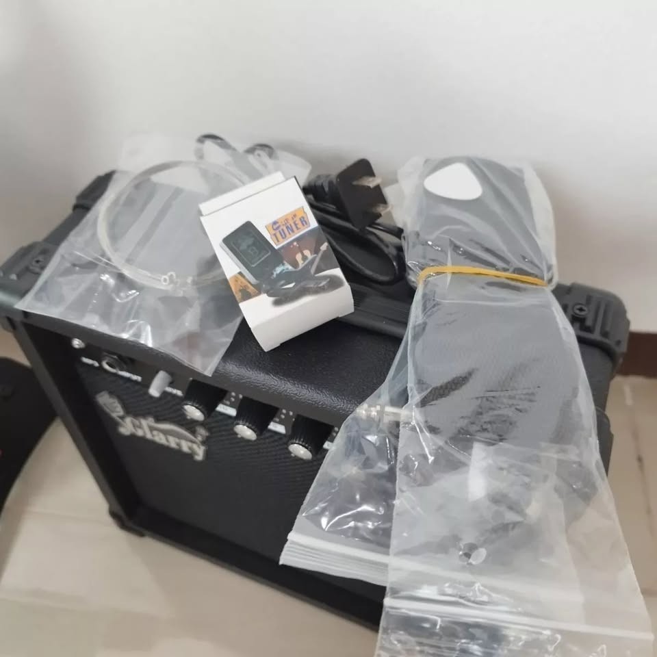 Full-Size Blue Electric Guitar Starter Package with 20-Watt Amp and Accessories