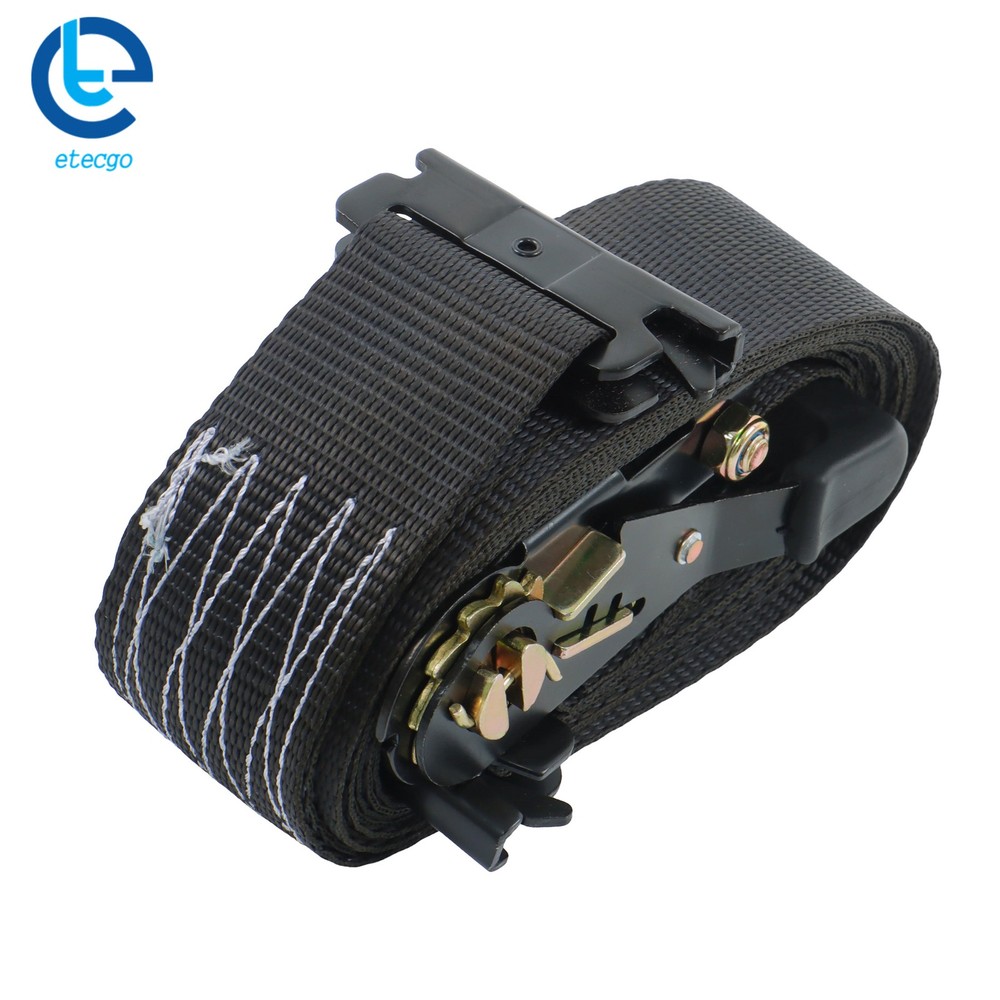 Black Wheel Chock and Ratchet Strap Bundle 2 Sets 9ft With Storage Bag For Van