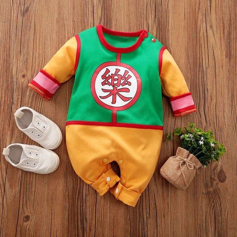 Newborn Anime Cosplay Romper - 0-18M Baby Gohan Soft Cotton Jumpsuit