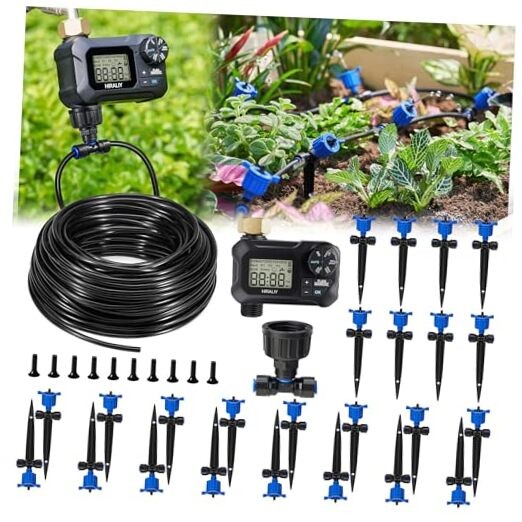 Pressure Compensated Drip Irrigation System with Timer, No-Leak Quick 100FT