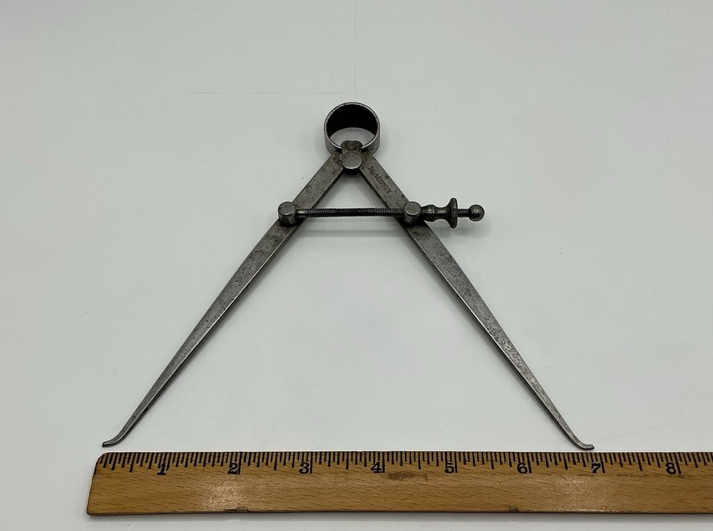 2 L.S. Starrett 6” Inside & Outside Spring Joint Flat Leg Divider Caliper Pair
