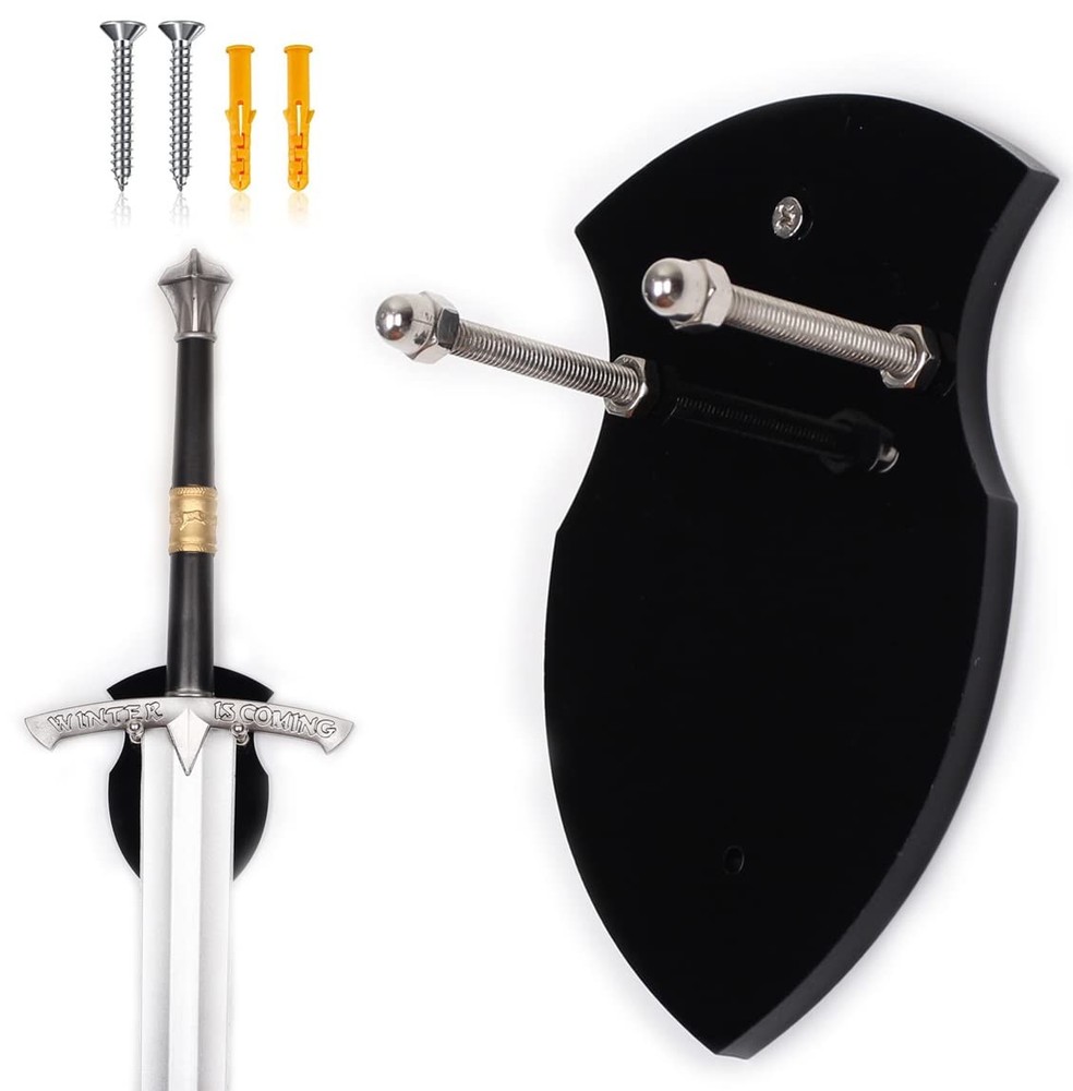 Wall Mounted Sword Rack - Vertical Single Sword Display Stand with Hook Unive...