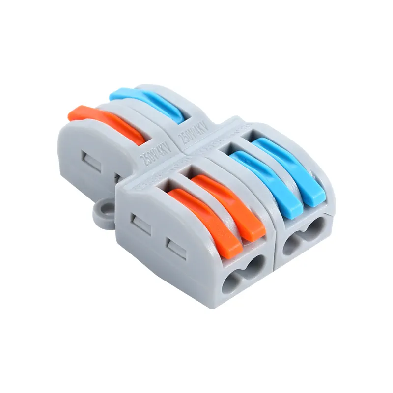 2 in 4 out Reusable Spring Lever Terminal Block Electrical Cable Wire Connectors