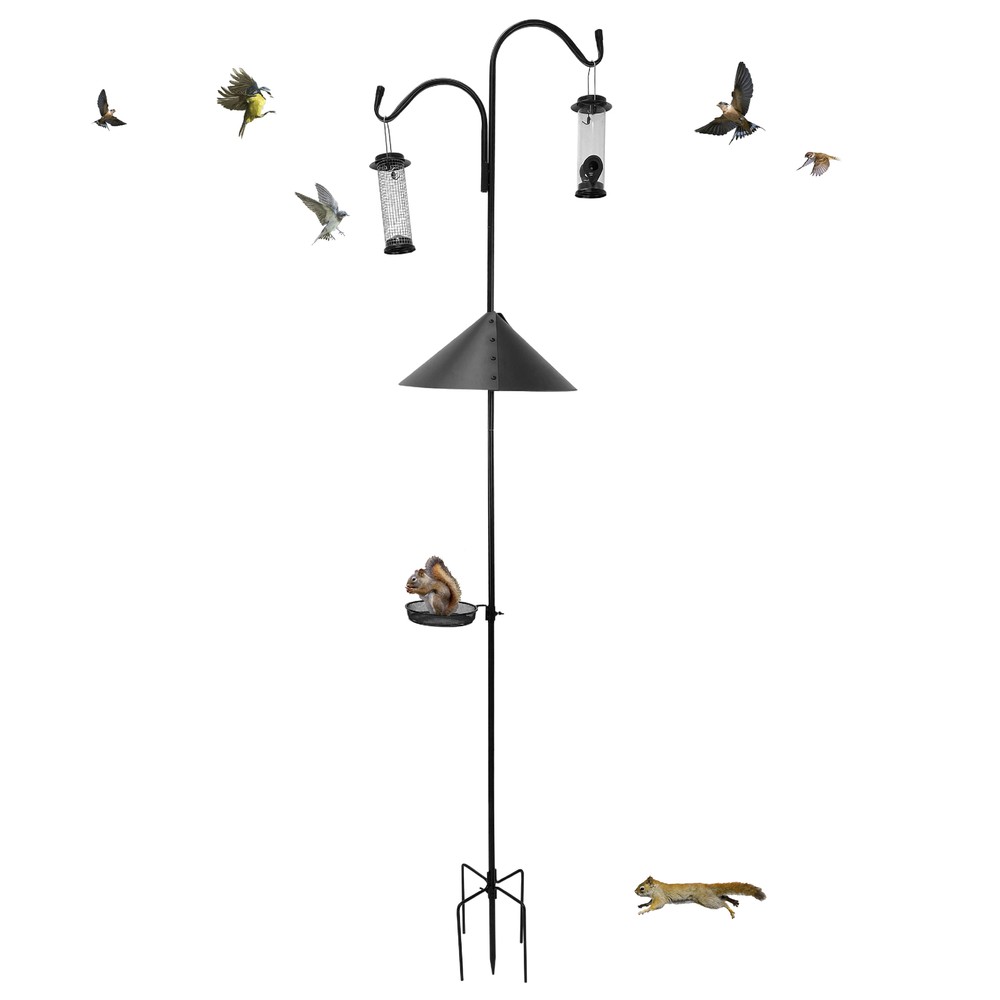 Shepherd Hook Squirrel Proof Bird Feeder – 1 Squirrel Peanut Feeder - 90 In Pole