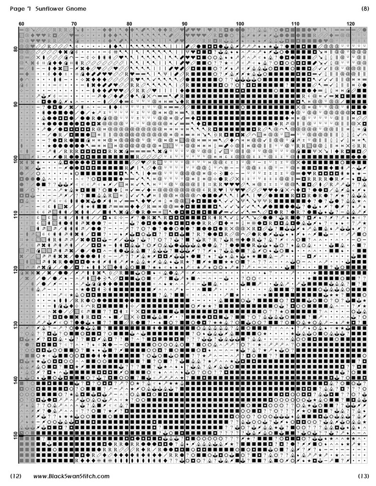 Sunflower Gnome - Chart Counted Cross Stitch Pattern Needlework 1489