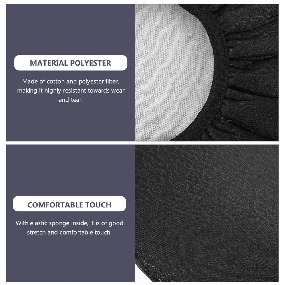 Slip Resistant Round Stool Cover Black Elastic Cushion Protector