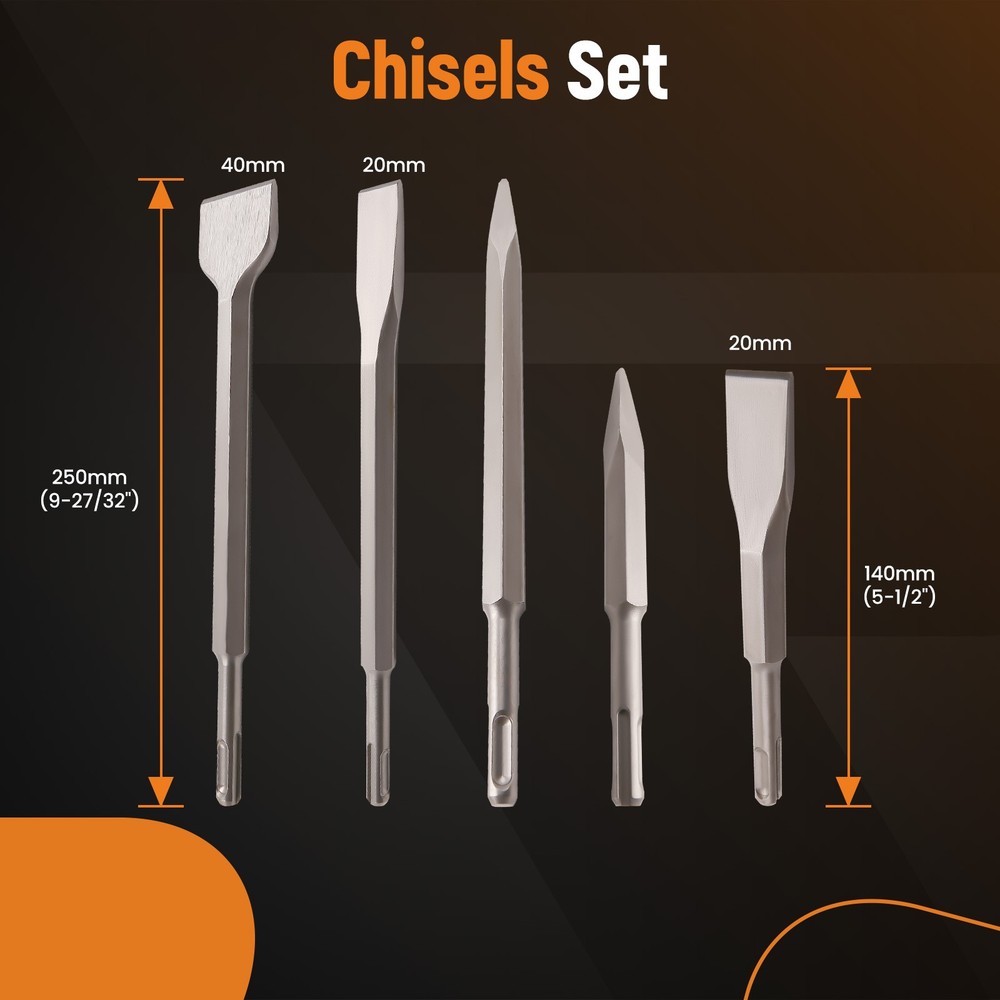 17x Rotary Hammer Bits Drill Bit & Chisel Set for SDS Plus Drills NEW US