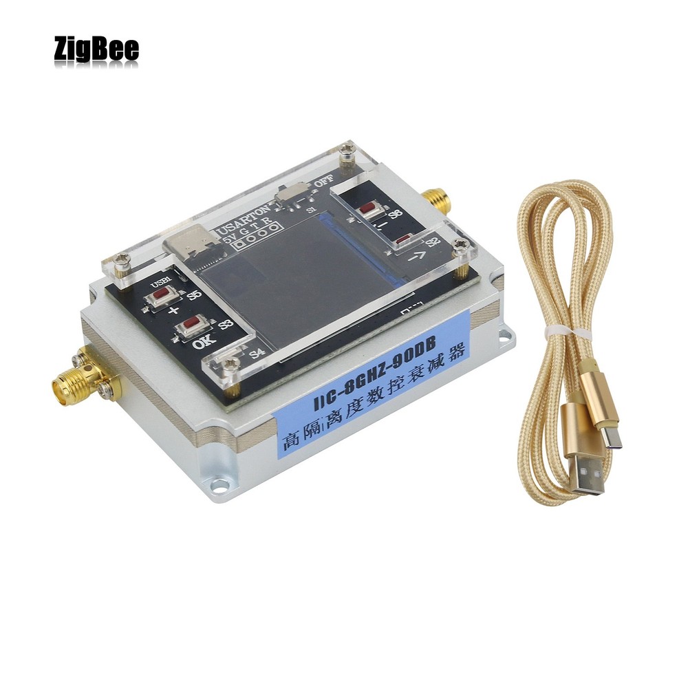 DC-8GHz Digital Programmable Attenuator CNC Isolation Attenuator 1.3" TFT Screen