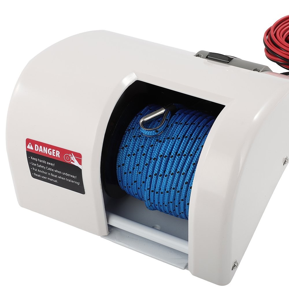White Boat Electric Anchor Winch 25LBS With Remote Wireless Control