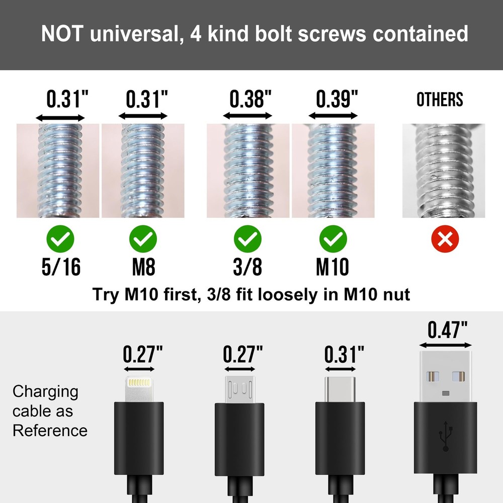 Adjustable Bed Legs for Adjustable Bed Base Frame, 4 Kind Threads Include,12 ...