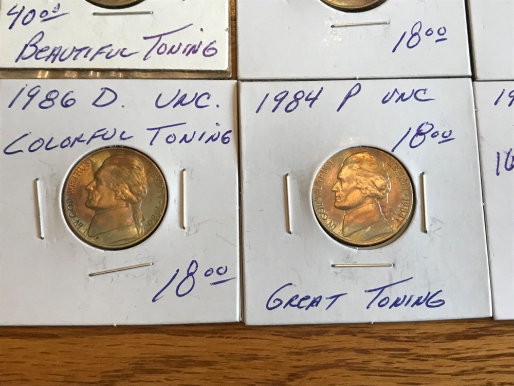 toned Jefferson Nickels