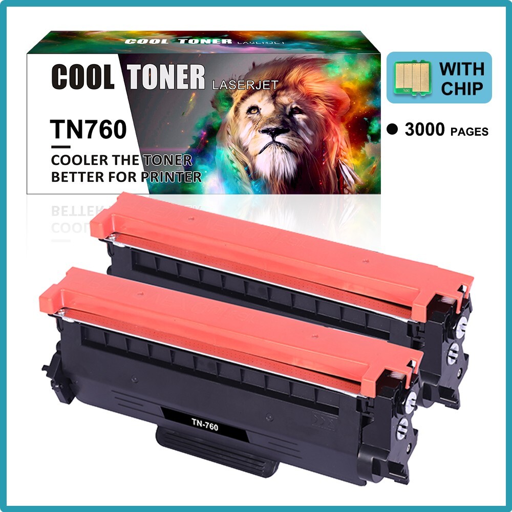 2PK High Yield TN760 Toner Cartridge For Brother MFC-L2710DW MFC-L2750DW Toner