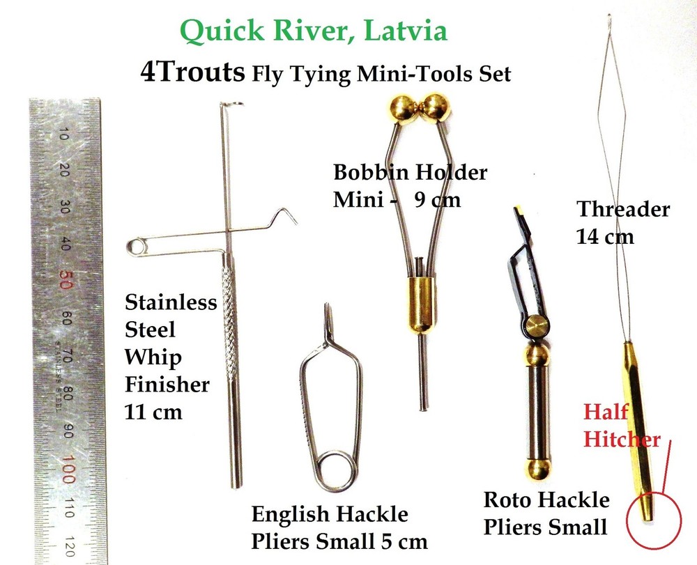 Fly Tying tools set for Young: bobbin, hackle pliers. whip finisher. threader