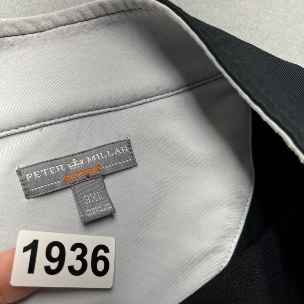 Peter Millar Perth 1/4 Zip Wicking Pullover Black Gray Performance Stretch 3XL