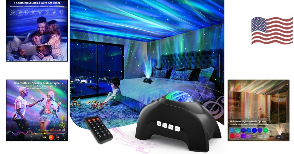 Transformative Northern Lights Projector with Adjustable Brightness & Colors
