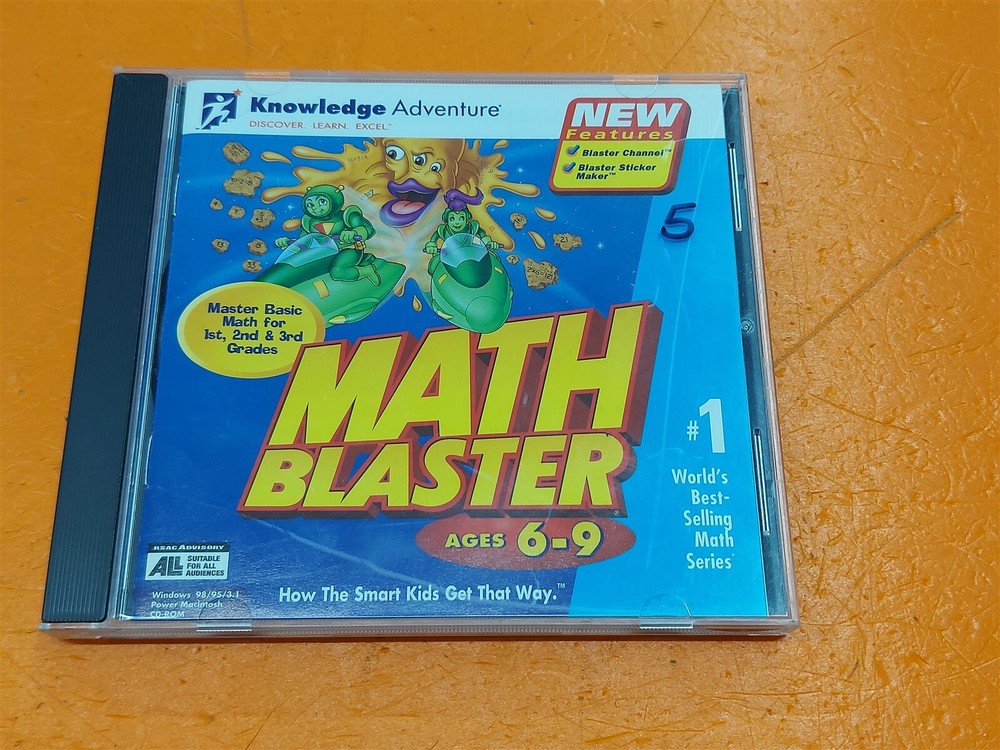 ⭐️⭐️⭐️⭐️⭐️ Knowledge Adventure Math Blaster CD-ROM Ages 6-9 Version 1.0c
