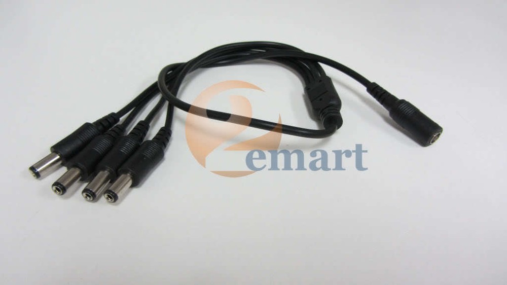 5pcs DC 1 to 4 Power Splitter Adapter Cable for CCTV Camera