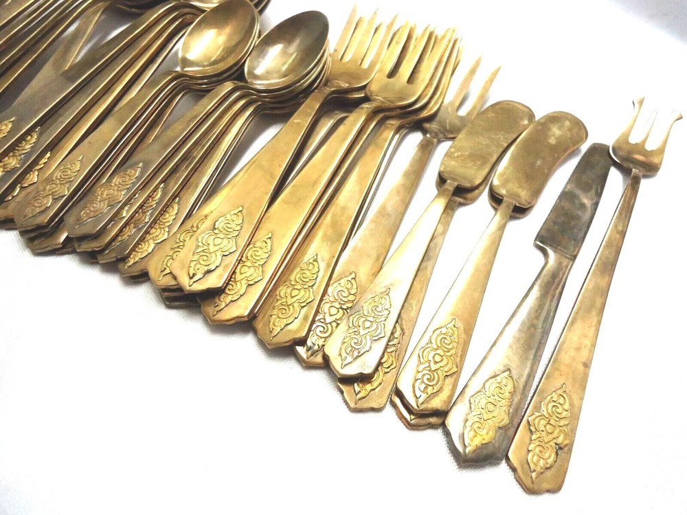 AMFARCO SIAM BRASS/BRONZE FLATWARE 50-PIECES