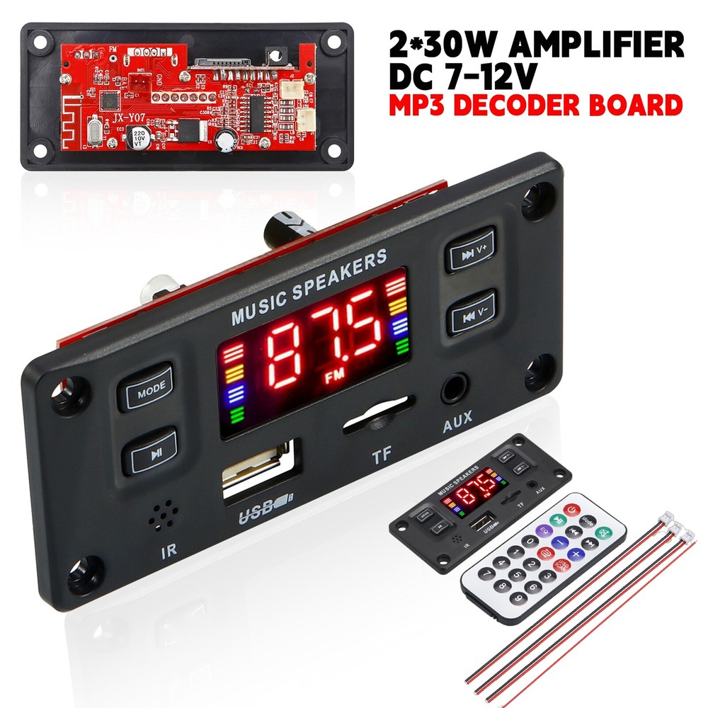 2*30W 60W Amplifier Module Bluetooth MP3 FM USB AUX DC7-12V MP3 Decoder Board