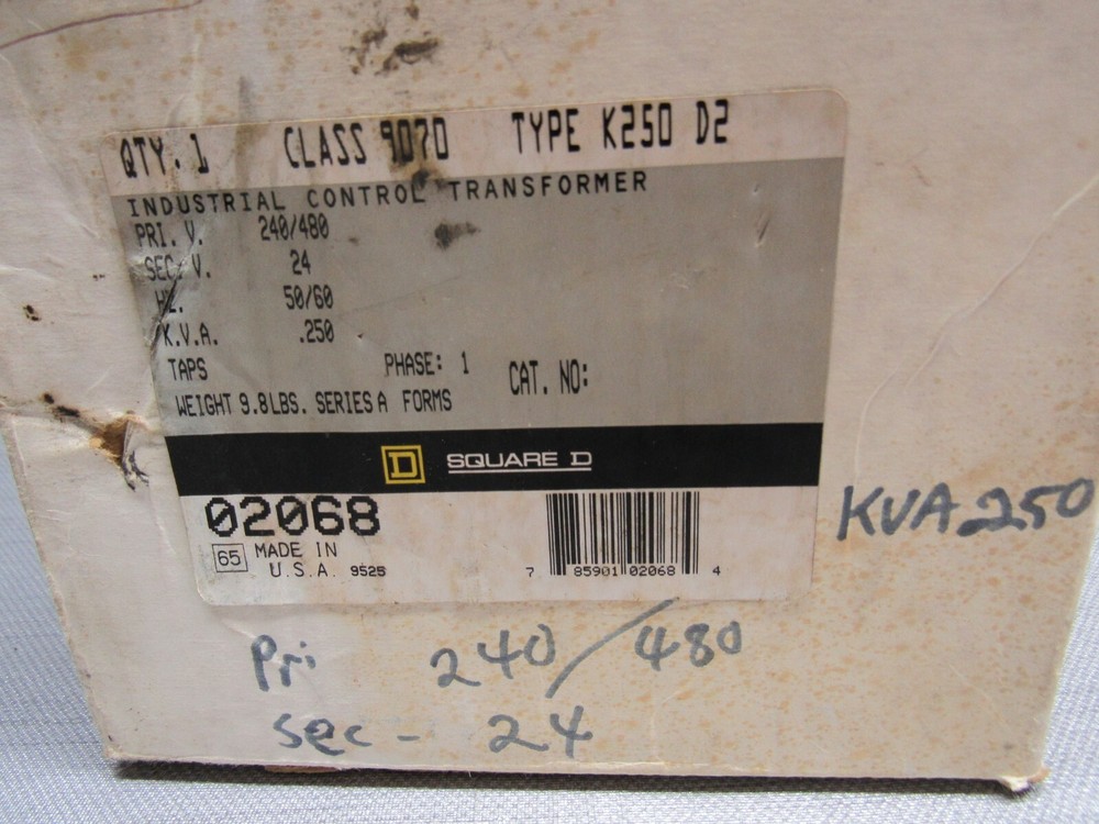 Square D Class 9070 Type K250 D2 Ser A Industrial Control Transformer