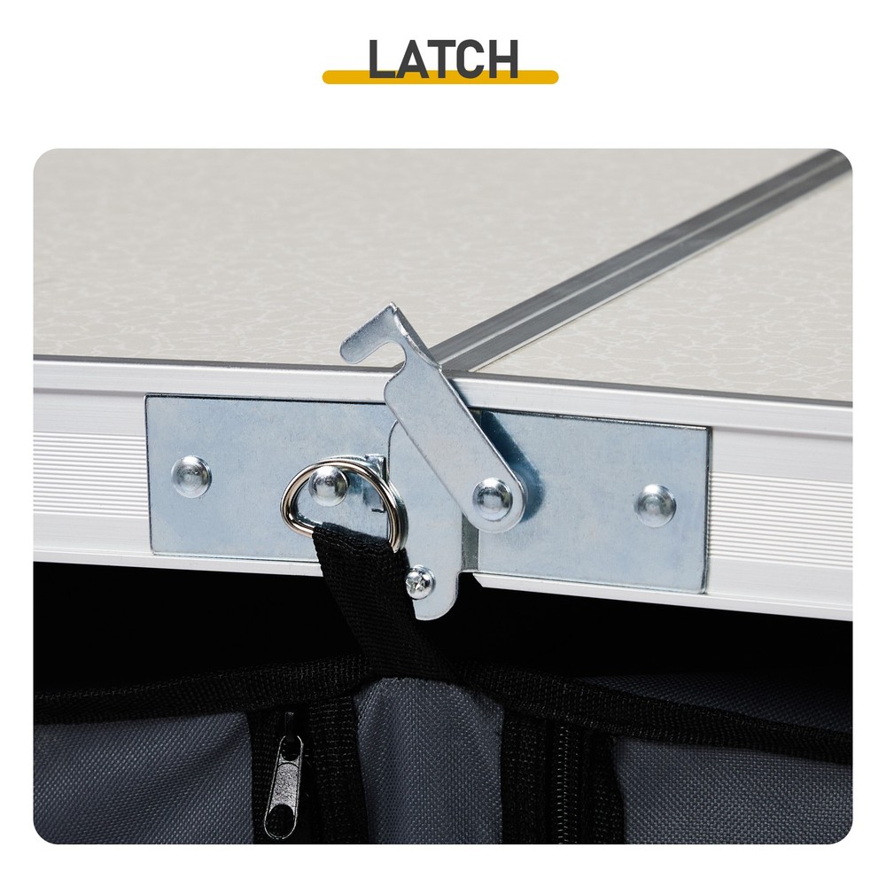 4ft White Folding Camping Table w/ Storage & Adjustable Height, Portable