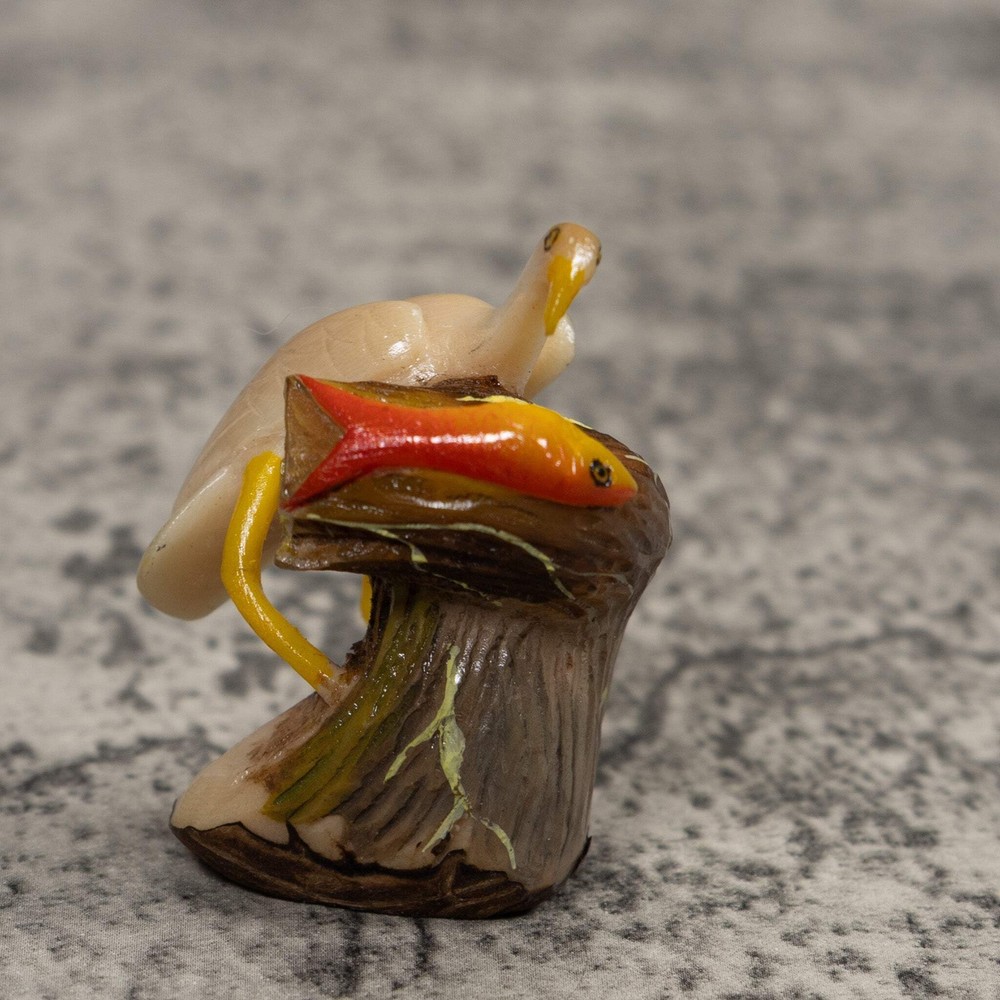 Waterfowl And Fish Tagua Carving