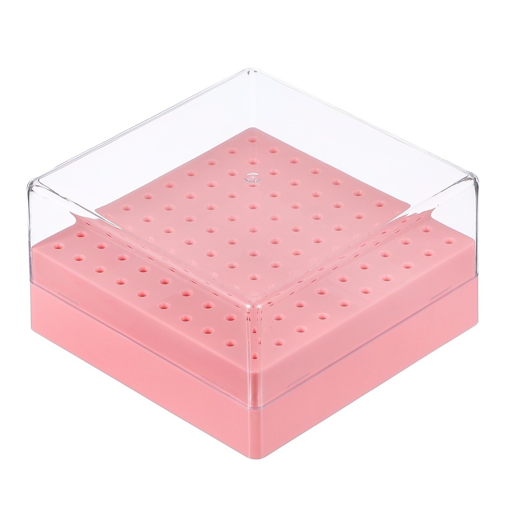 Nail Drill Bits Holder, 100 Holes Large Space Drills Bit Case, Light Pink