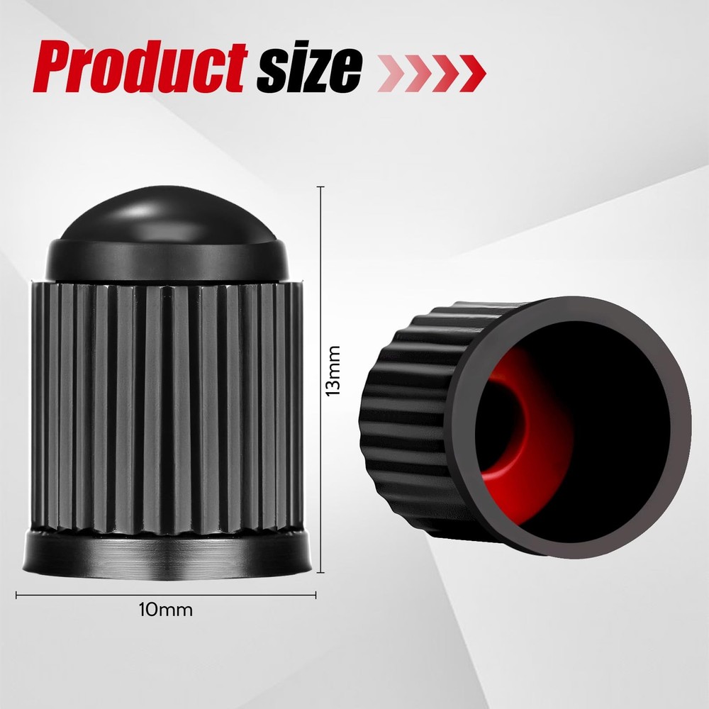 100PCS Tire Valve Caps, Stem Caps with O Rubber Ring, Black