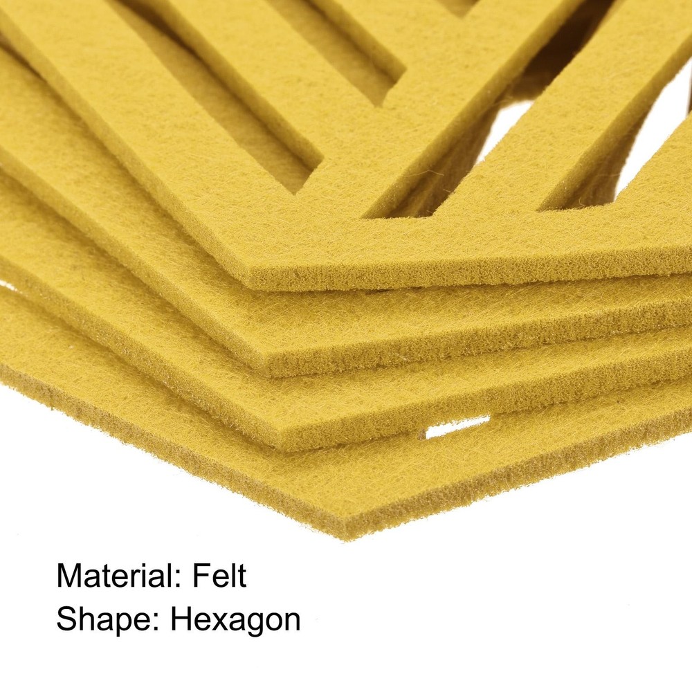 Felt Coasters 12pcs Hexagonal Mat Tampons Coasters, Yellow