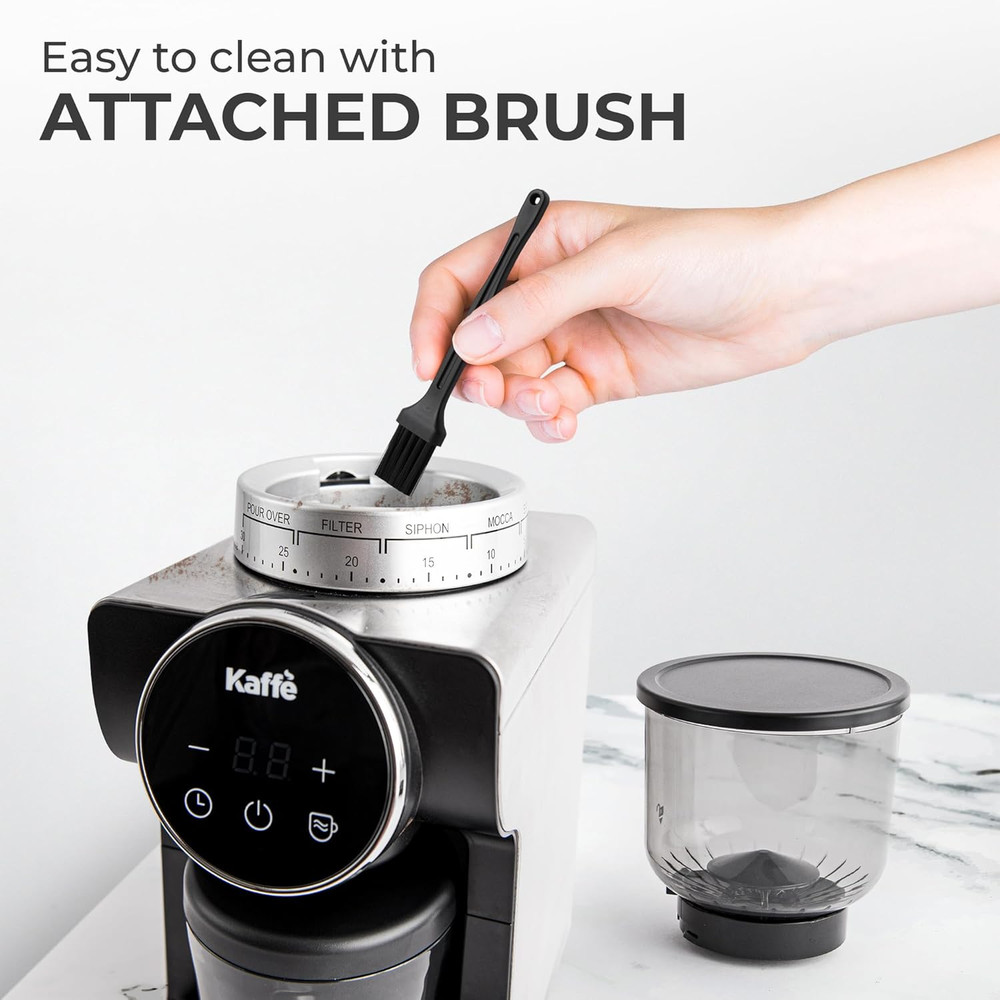 Kaffe Electric Burr Coffee Grinder - 31 Coarseness Settings, Touch Screen Timer
