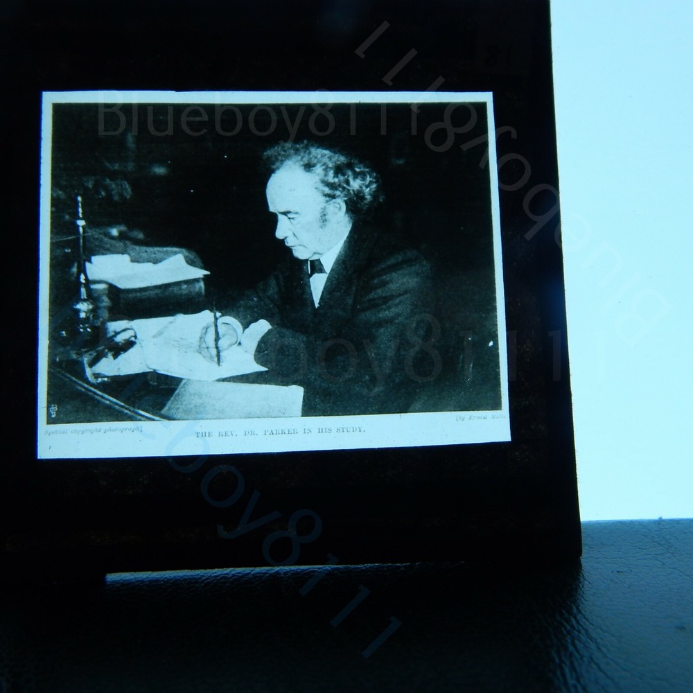 Rev Dr parker in his study magic lantern
