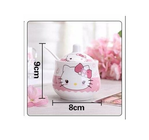Cute Hello Kitty Ceramic Kitchen Set Cooking Tools Spice Jar Salt Container 3PCS
