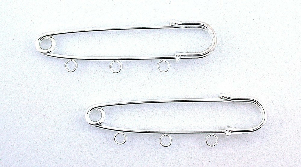 TWO 2 1/5 INCH  KILT PIN SILVER FINDING MOUNTING 3 LOOP CHARM CF88