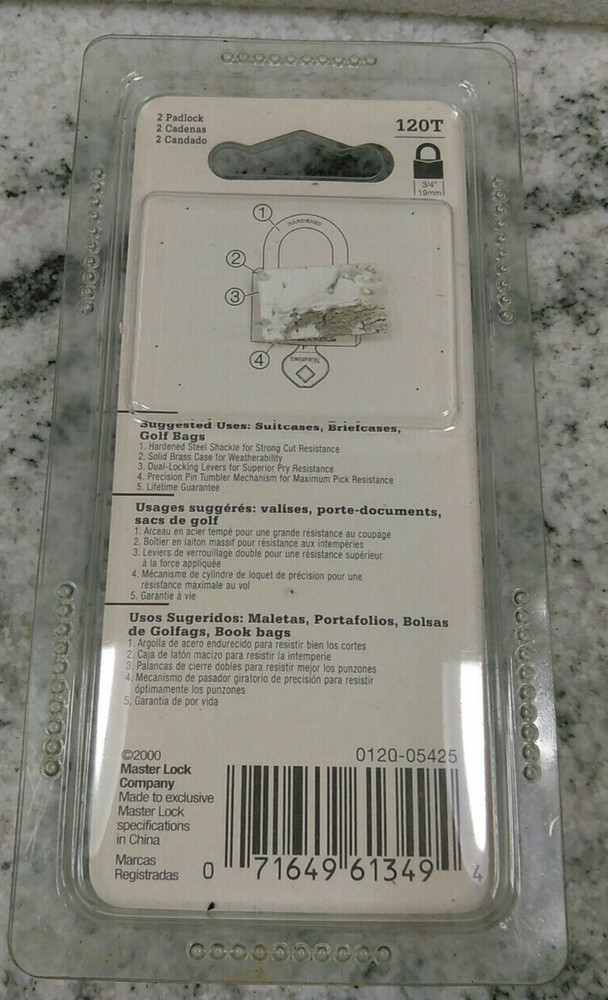 Master Lock 120T Padlock, Solid Brass Lock, 3/4 in. Wide (L25LOBBY