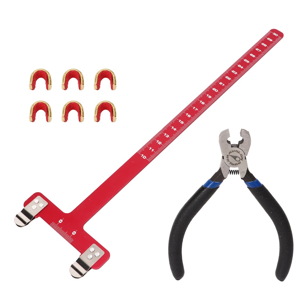 (Red)Bow String Nocking Points Pliers Set T Ruler Nocking Buckle Pliers Kit AN
