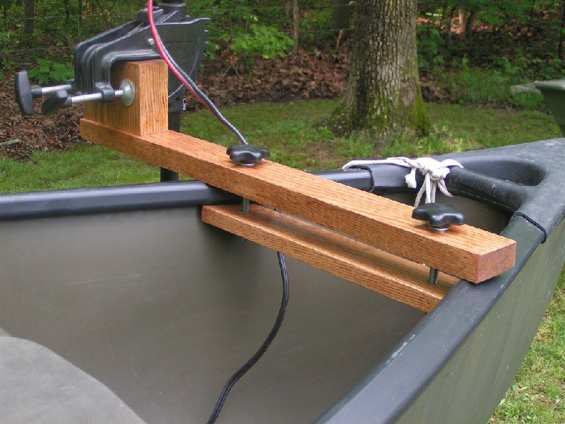 Canoe trolling motor mount - Solid Ash Natural Finish