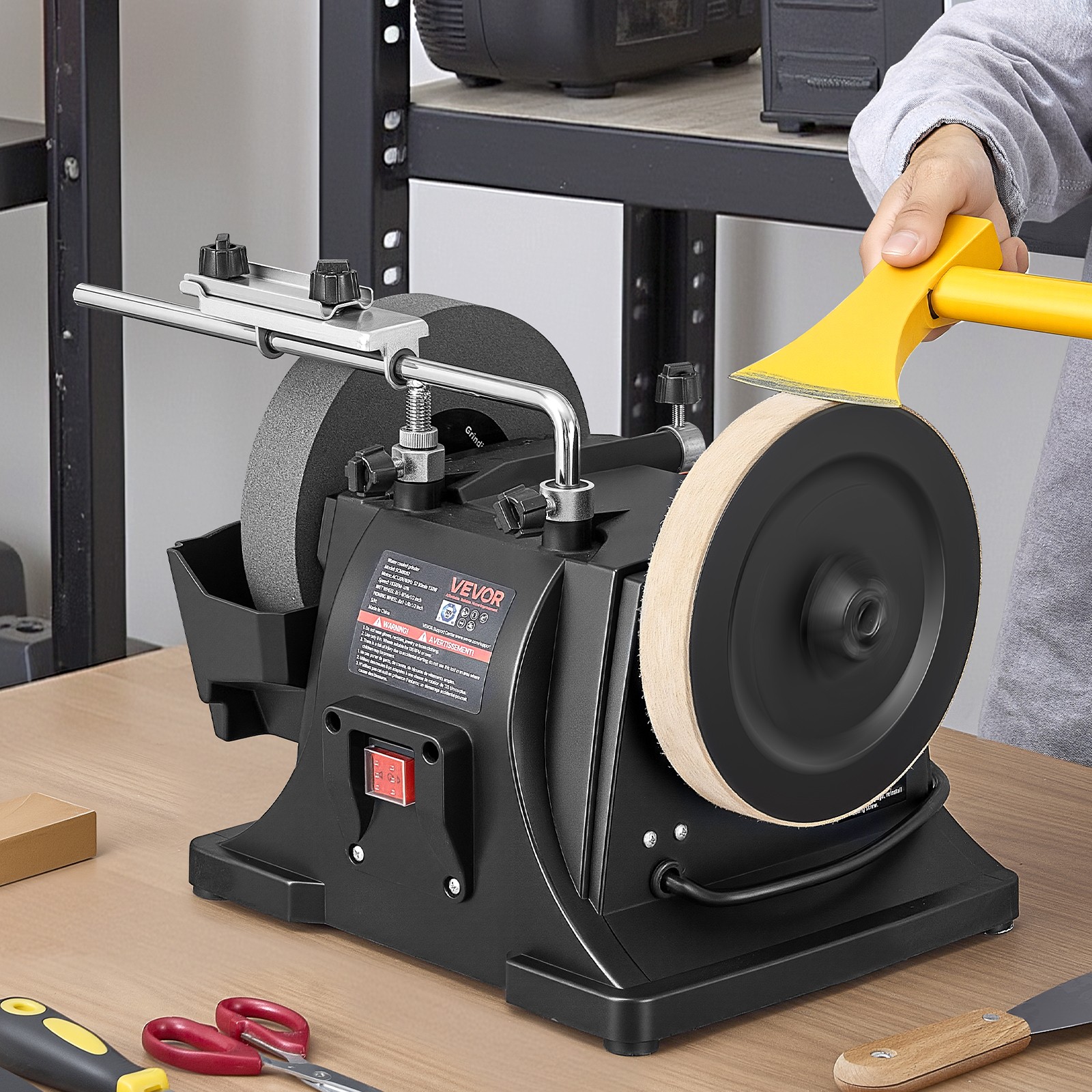 VEVOR 8-Inch Water-Cooled Wet Sharpening System 155RPM Bench Grinder for Knife